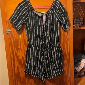 Black and white all the shoulder romper